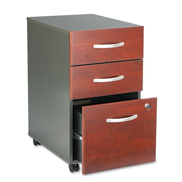 Bush® Series C Mobile Pedestal File, Left-right, 3-drawers: Box-box-file, Legal-letter-a4-a5, Cherry-gray, 15.75" X 20.25" X 27.88" freeshipping - TVN Wholesale